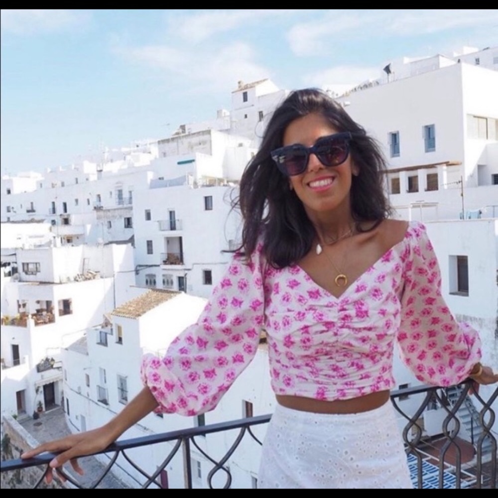 ZARA Printed Draped Top